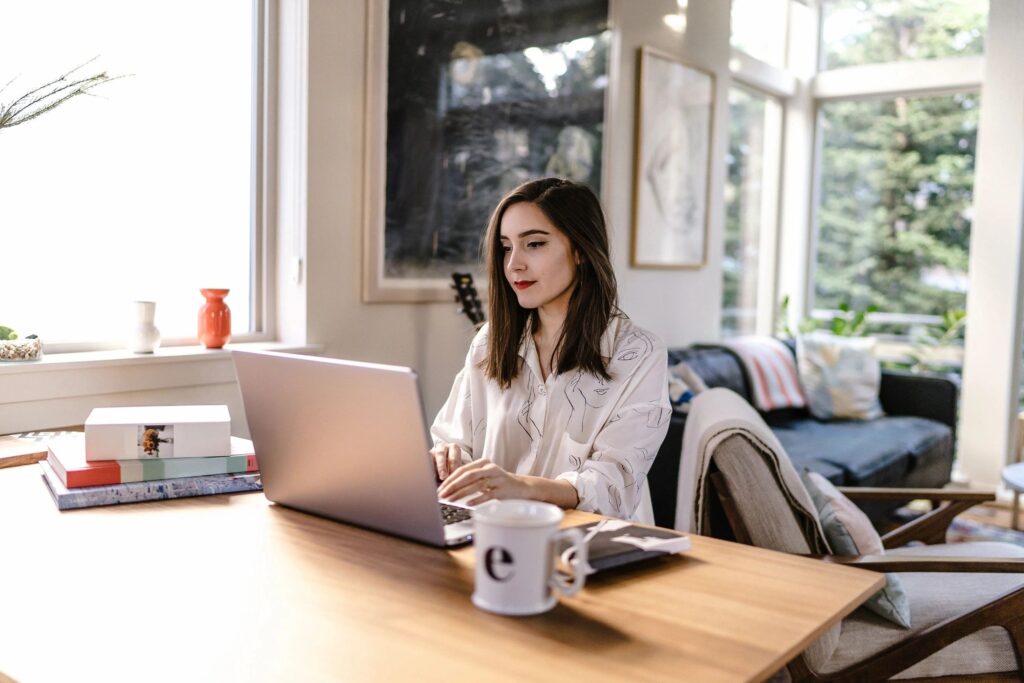 woman working on a laptop